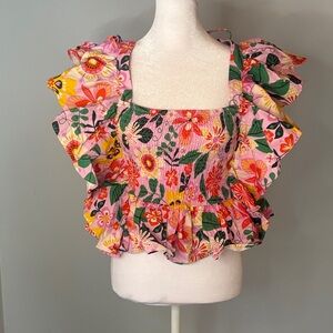 [KAII] Floral Ruffle Blouse - Size Small NWT